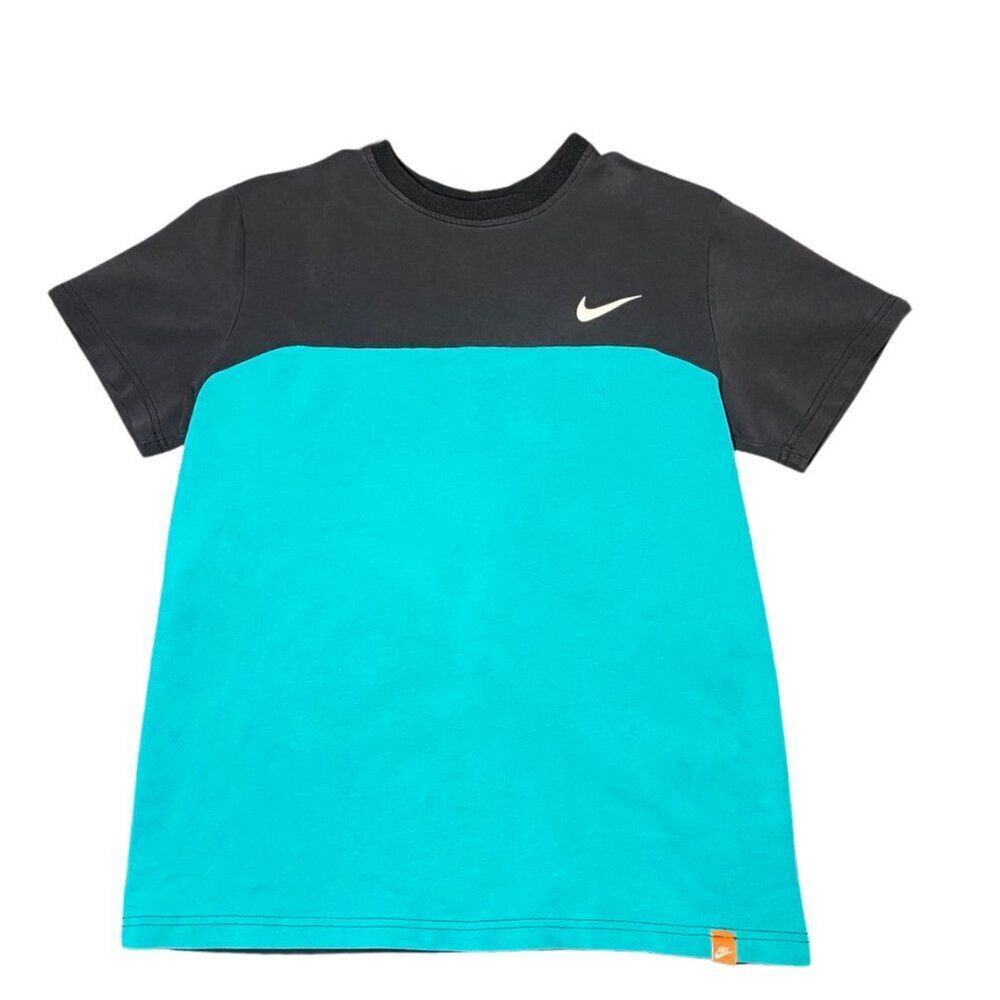 Nike Color Block T Shirt Mens Large Blue Black Swoosh Logo Streetwear